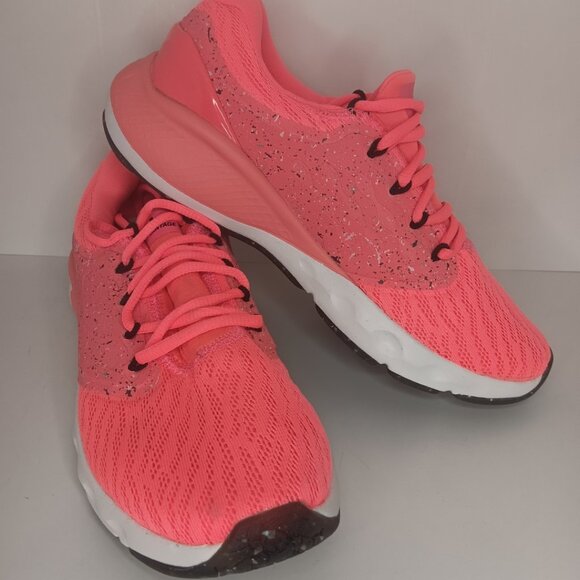 UNDER ARMOUR BRIGHT CORAL CHARGED VANTAGE PAINT SPLATTER RUNNING SHOES - Picture 2 of 6